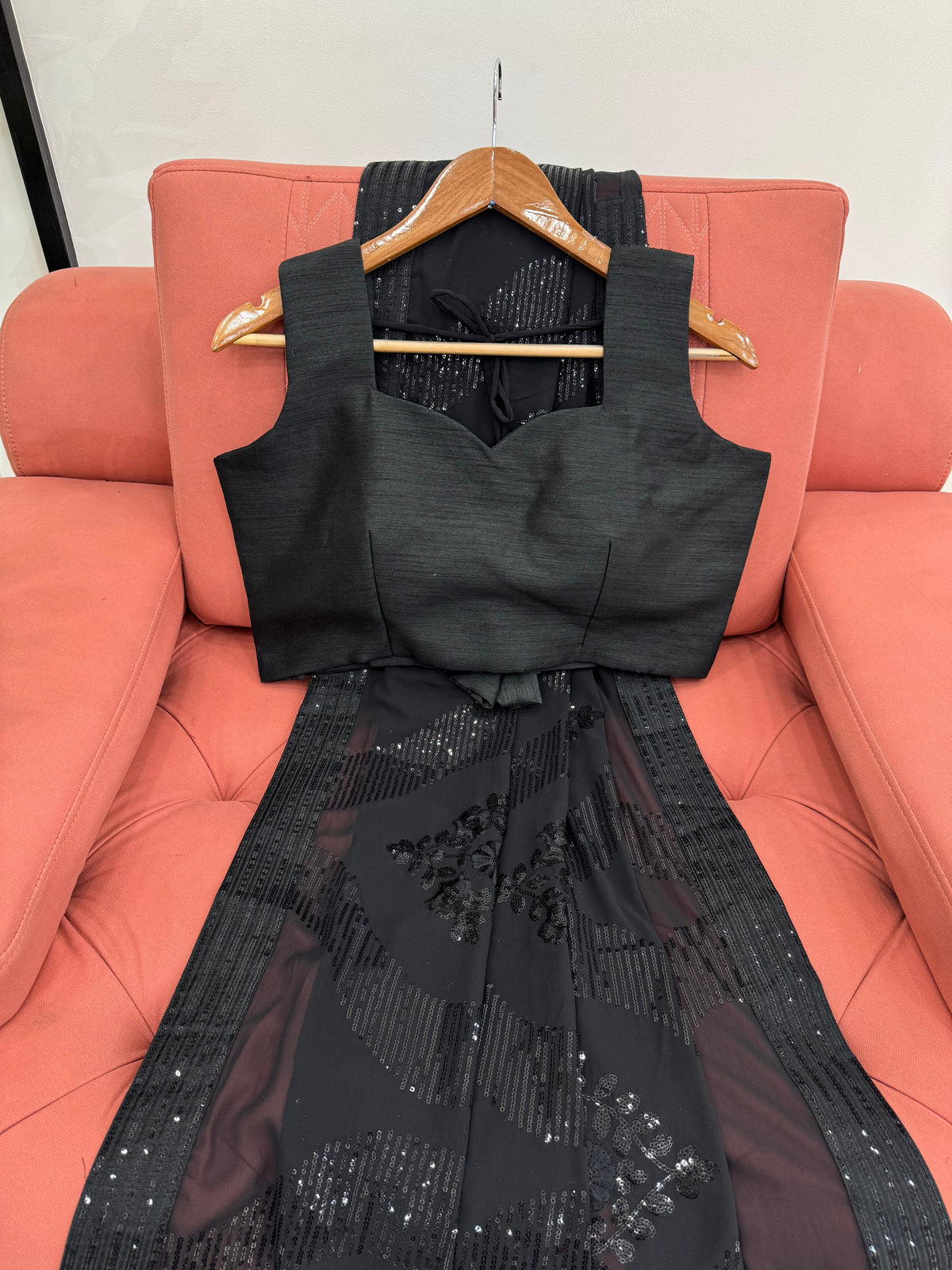 Black Color Embroidered beautiful Designer Saree