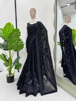 Black Color Embroidered beautiful Designer Saree