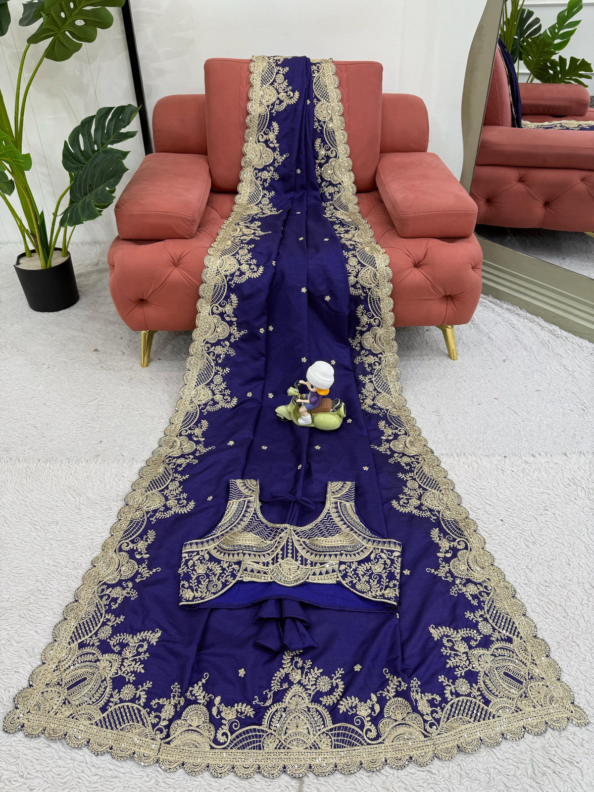 Blue Color Designer Bollywood Style Party Wear Saree