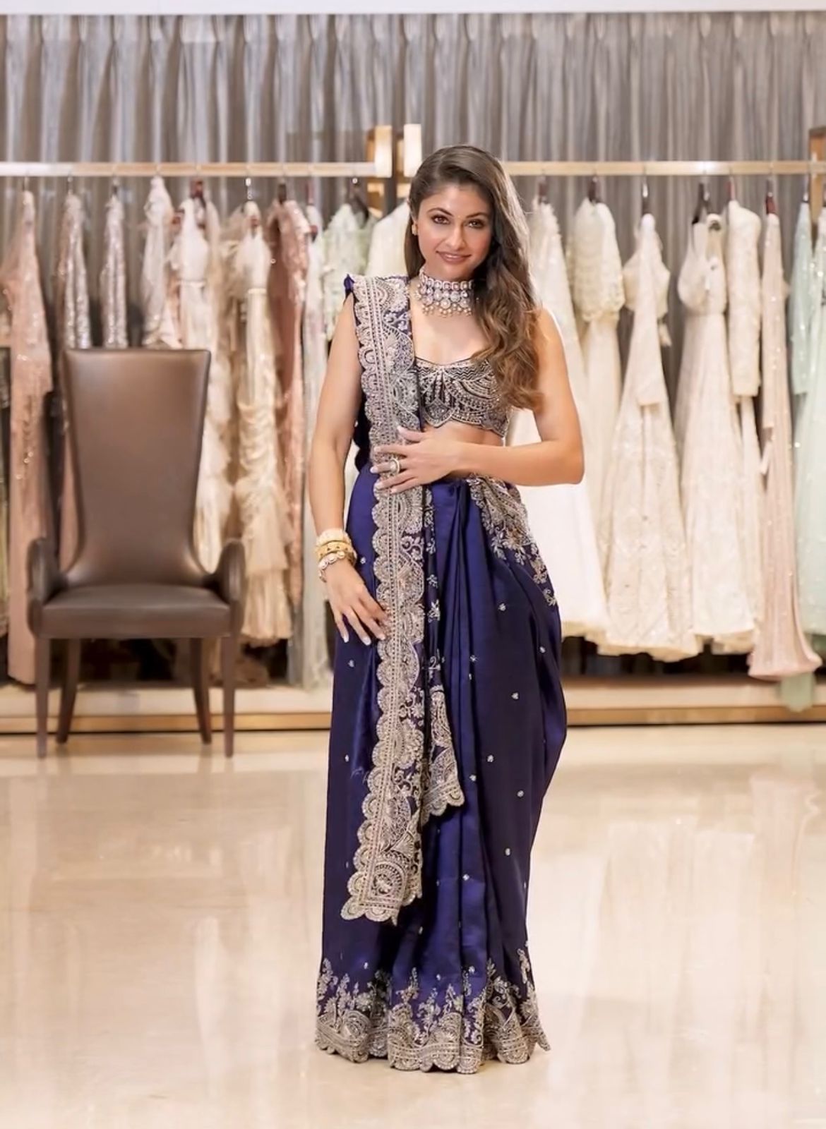 Blue Color Designer Bollywood Style Party Wear Saree