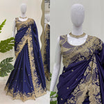 Blue Color Designer Bollywood Style Party Wear Saree
