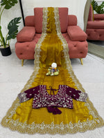 Yellow Color Designer Party Wear Saree