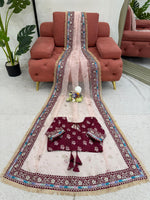 Baby Pink Organza Silk Embroidered Designer Saree