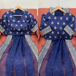 Blue Color Heavy Organza Silk Designer Saree