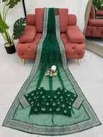 Green Color Organza Silk Party Wear Saree