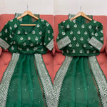 Green Color Organza Silk Party Wear Saree