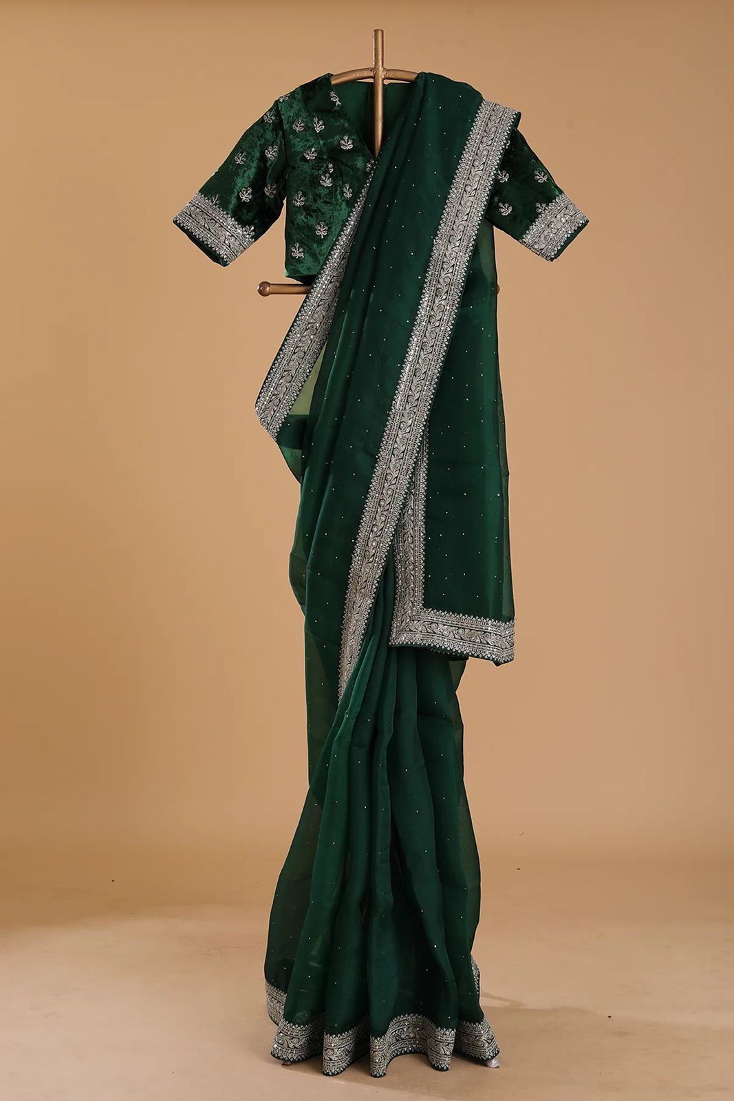 Green Color Organza Silk Party Wear Saree