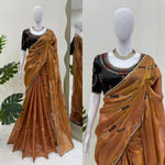 Light Orange Color Party Wear Saree