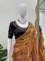 Light Orange Color Party Wear Saree