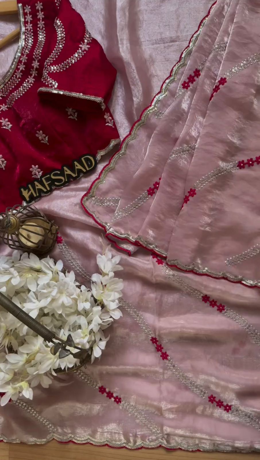 Baby Pink Color Embroidered Silk Designer Saree