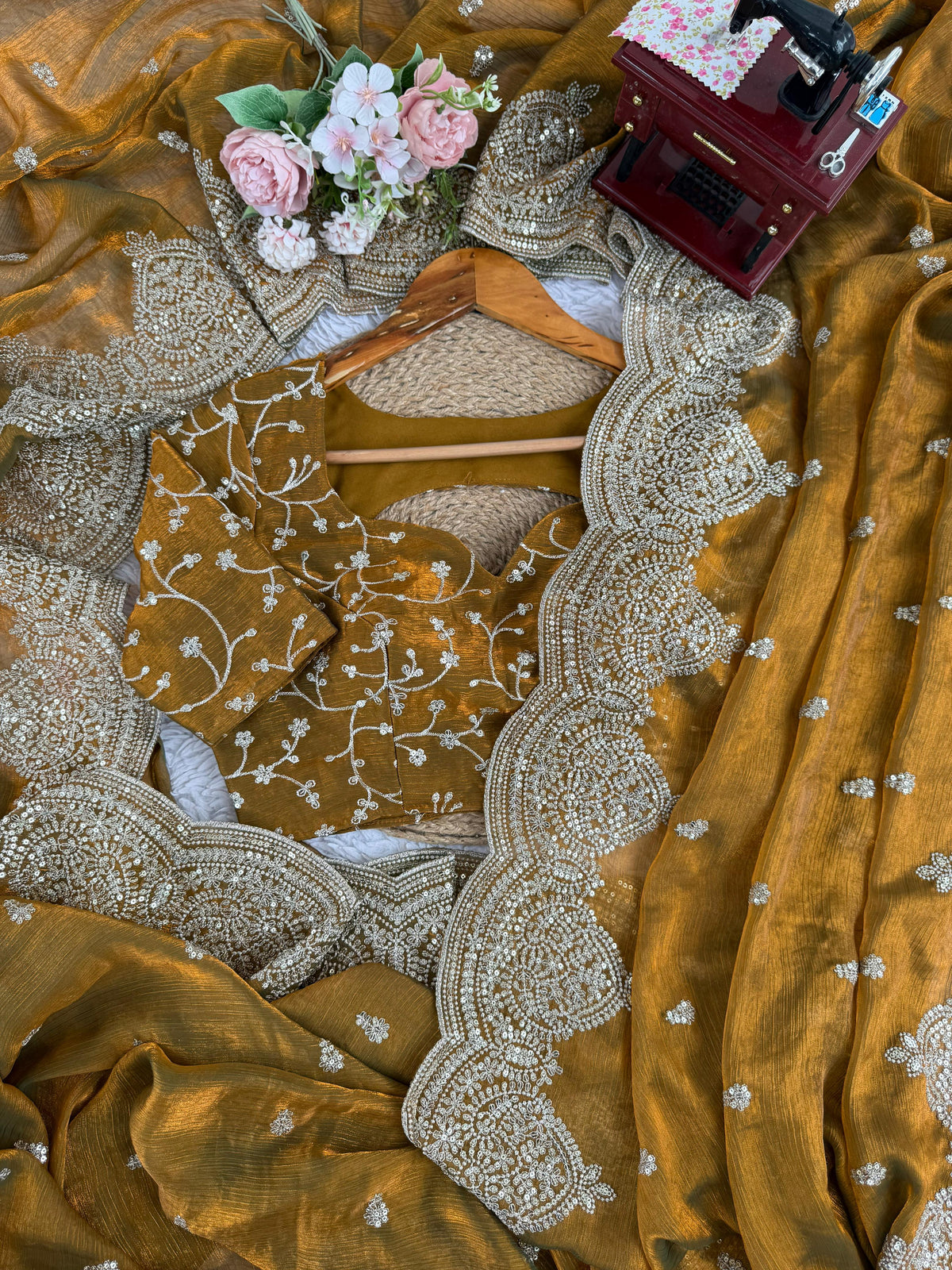Yellow Color Chiffon Designer Party Wear Saree
