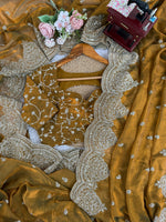 Yellow Color Chiffon Designer Party Wear Saree