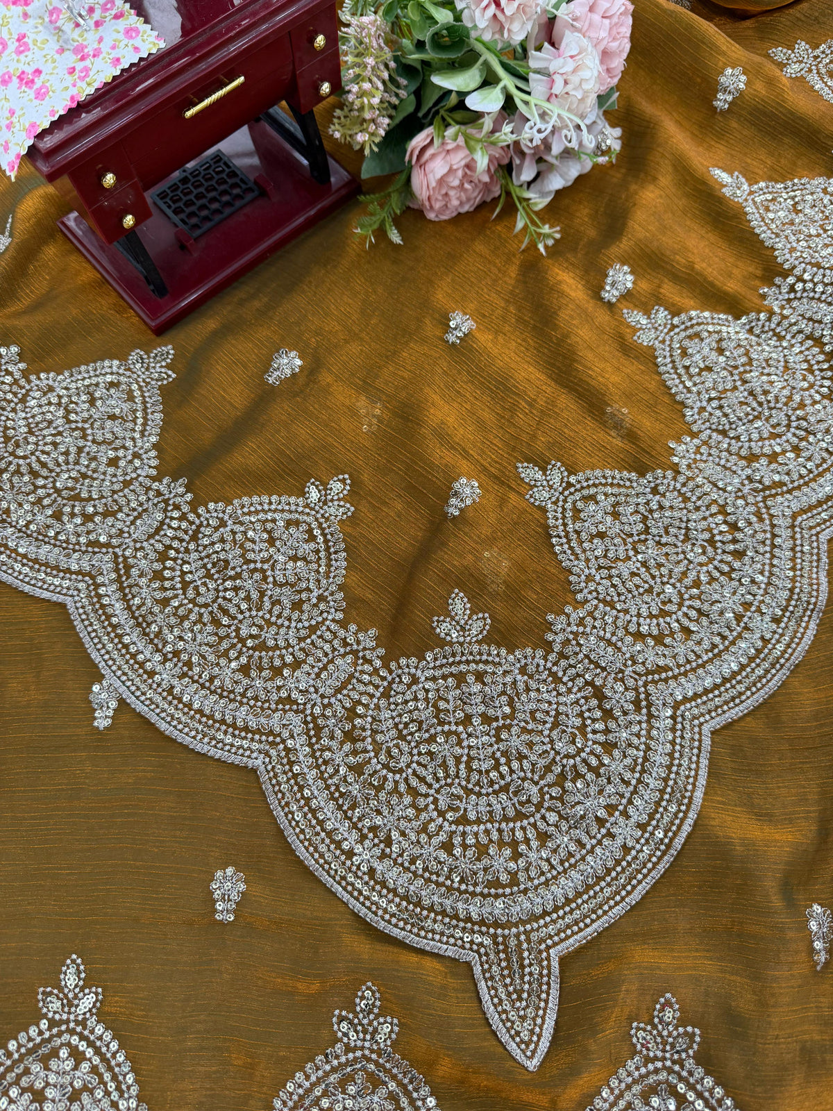 Yellow Color Chiffon Designer Party Wear Saree