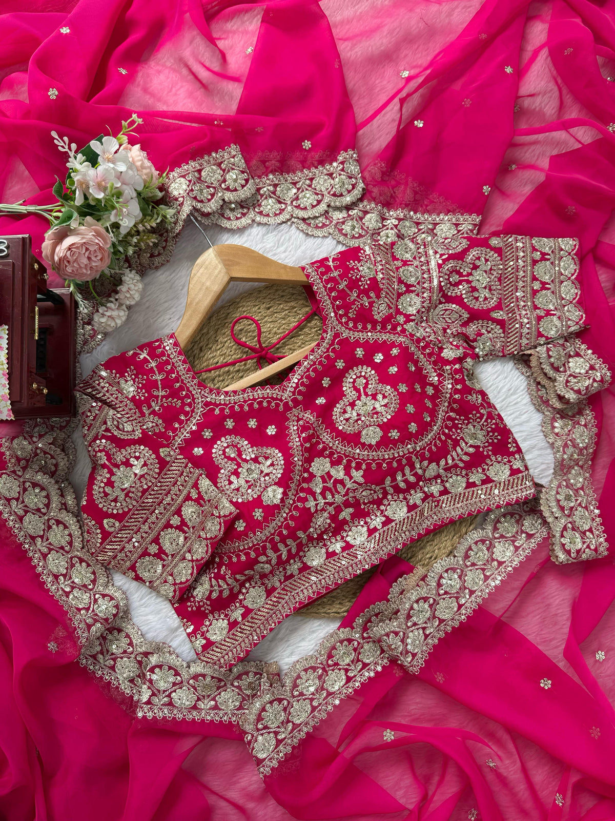 Pink Color Designer Silk Wedding Wear Saree