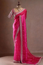 Pink Color Designer Silk Wedding Wear Saree