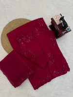 Red Color Georgette Designer Wedding Saree