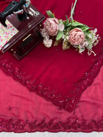 Red Color Georgette Designer Wedding Saree