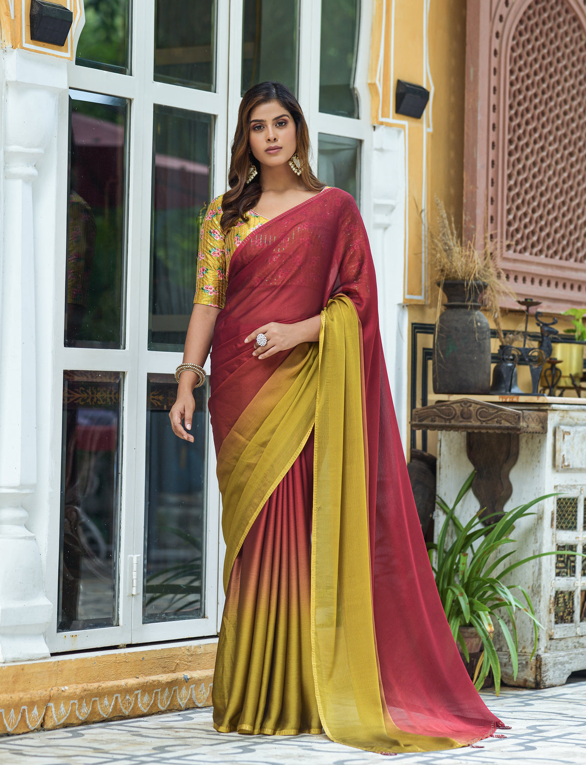 Buy Trendy Maroon Saree Online in India - Joshindia