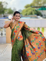 Peacock Woven Design Zari Paithani Saree