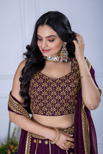 Purple Color Golden EmbroideredLehenga Choli