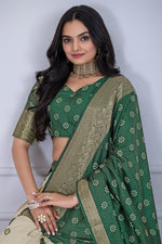 Cream With Green Color Designer Jacquard Border Lehenga Choli