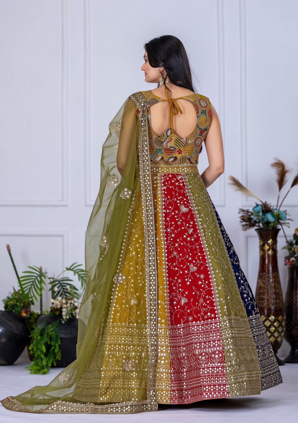 Multi Color Designer Georgette Lehenga Choli