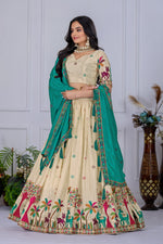 Cream Color Heavy Chinon Silk Designer Lehenga Choli