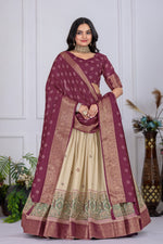 Purple and Cream Color Designer Lehenga Choli