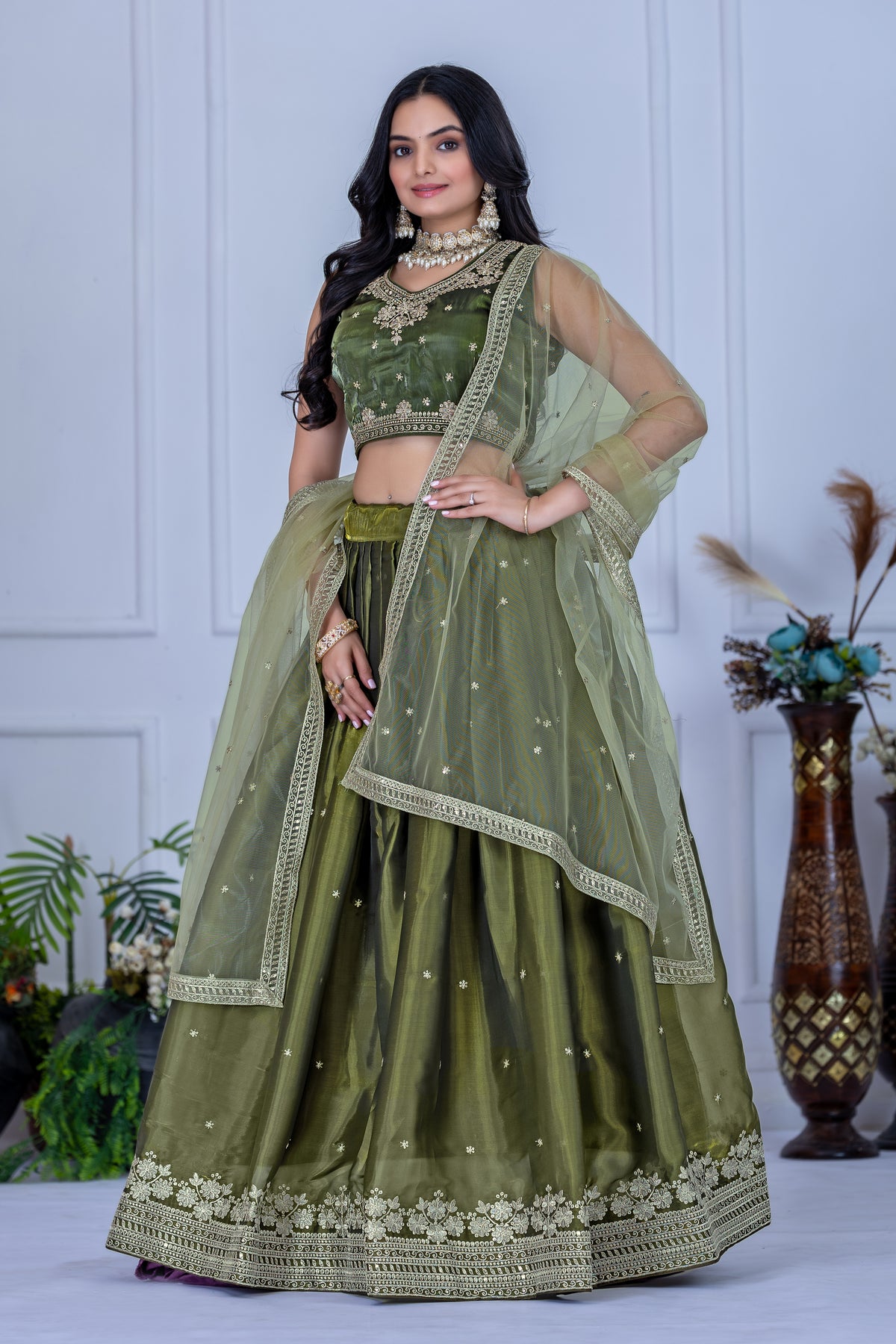 Mahendi Color Designer Silk Lehenga Choli