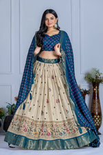 Blue With Cream Color Designer Lehenga Choli