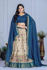 Blue With Cream Color Designer Lehenga Choli