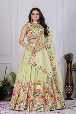 Pastel green Color Designer Thread Embroidered Lehenga Choli