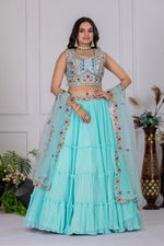 Sky Blue Color Designer Fox Lehenga Choli