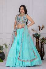Sky Blue Color Designer Fox Lehenga Choli