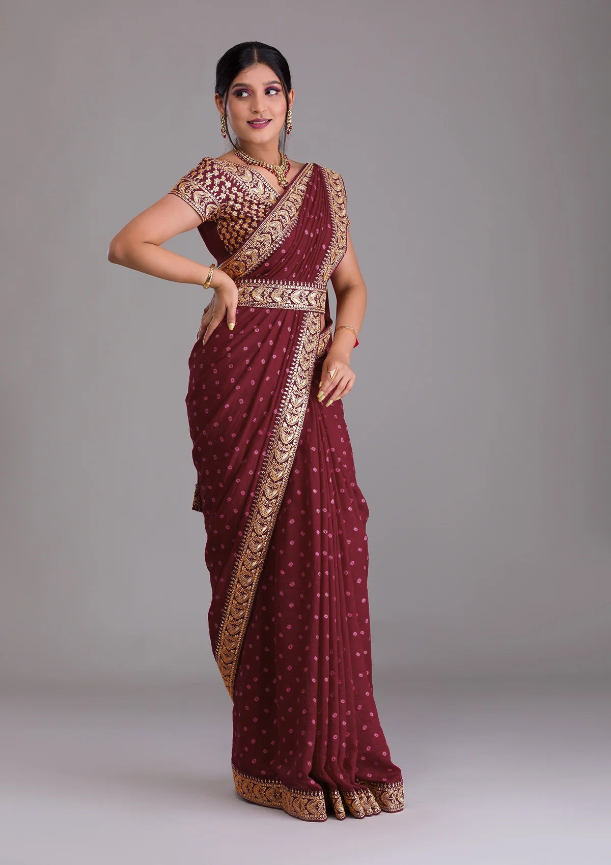 Buy Trendy Maroon Saree Online in India - JOSHINDIA - Joshindia
