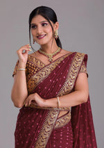Buy Trendy Maroon Saree Online in India - JOSHINDIA - Joshindia