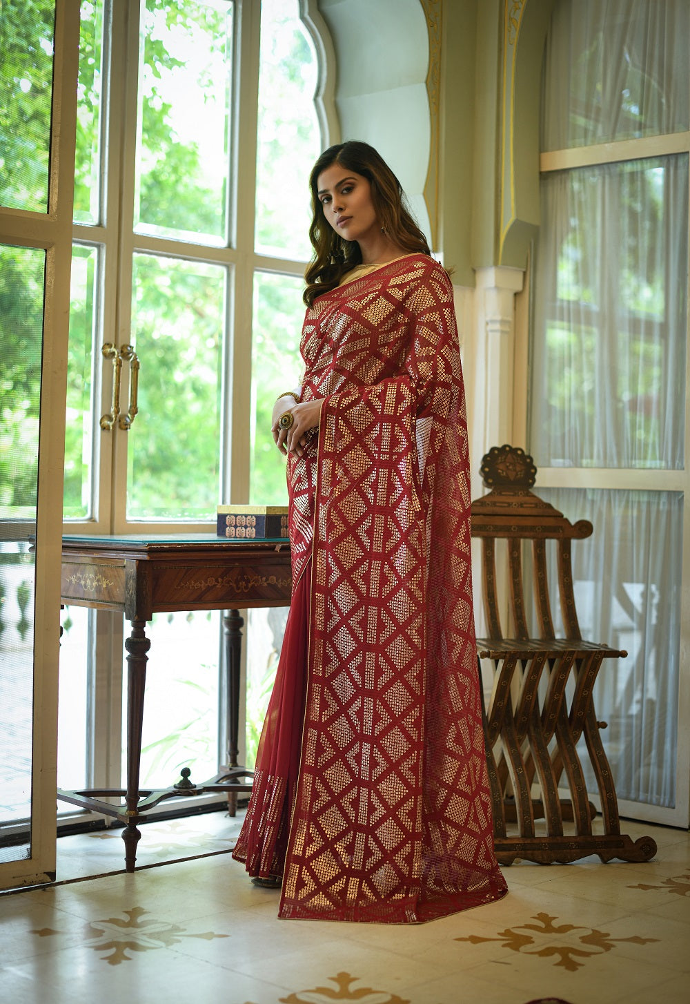 Buy Trendy Maroon Saree Online in India - JOSHINDIA - Joshindia