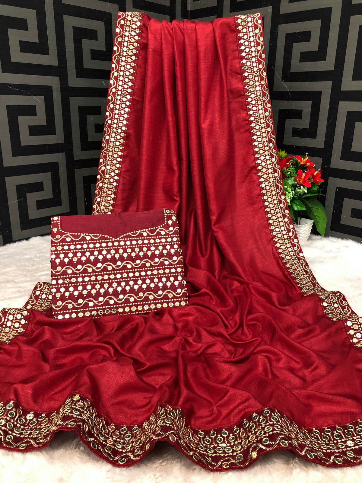 Buy Maroon Sarees Online - Joshindia