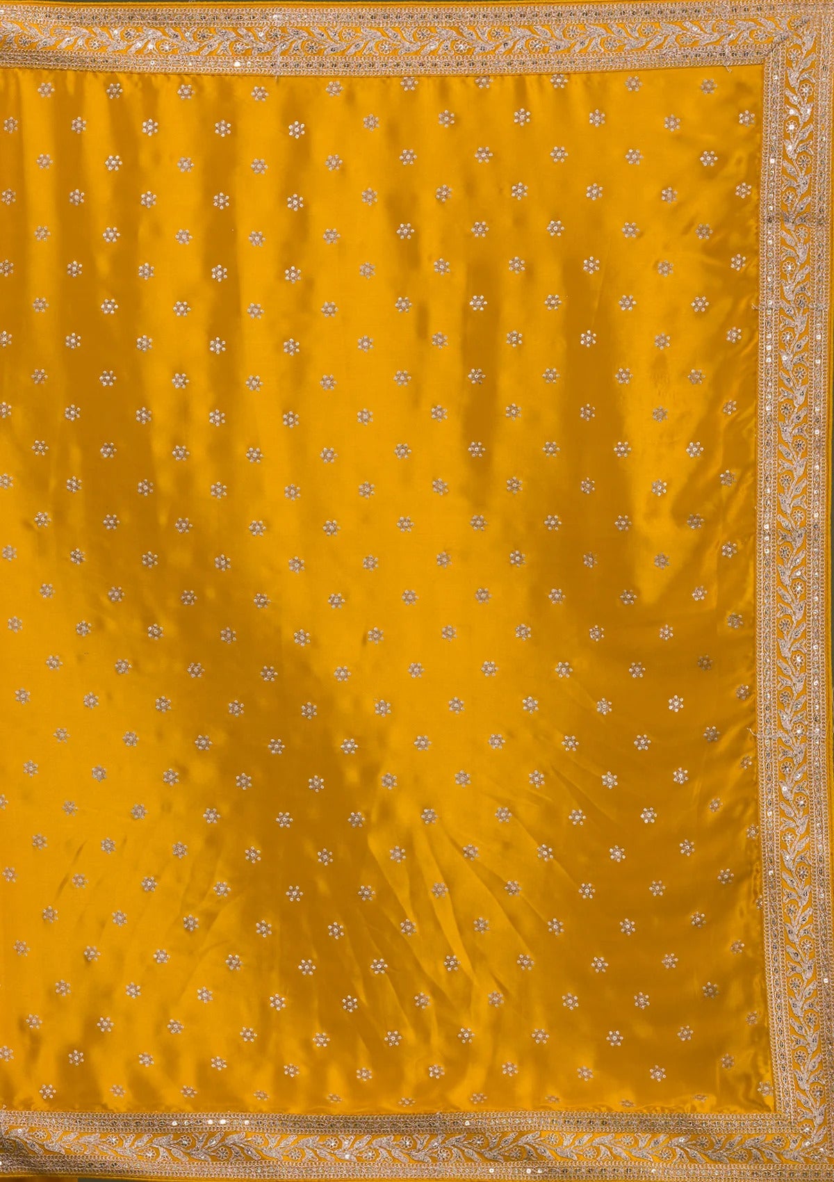 Mustard Thread With Sequence Work Chinon Saree - JOSHINDIA - Joshindia