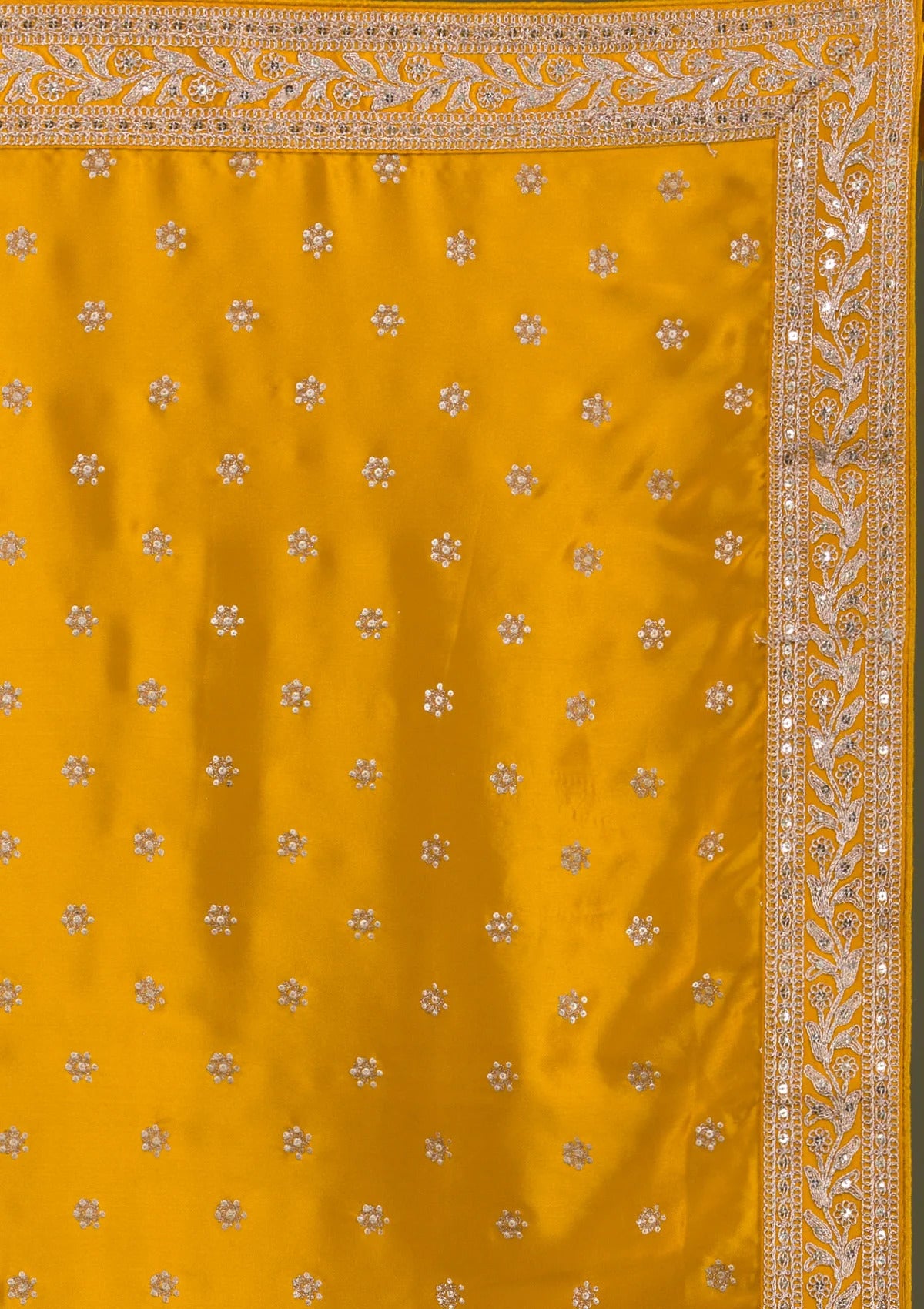 Mustard Thread With Sequence Work Chinon Saree - JOSHINDIA - Joshindia