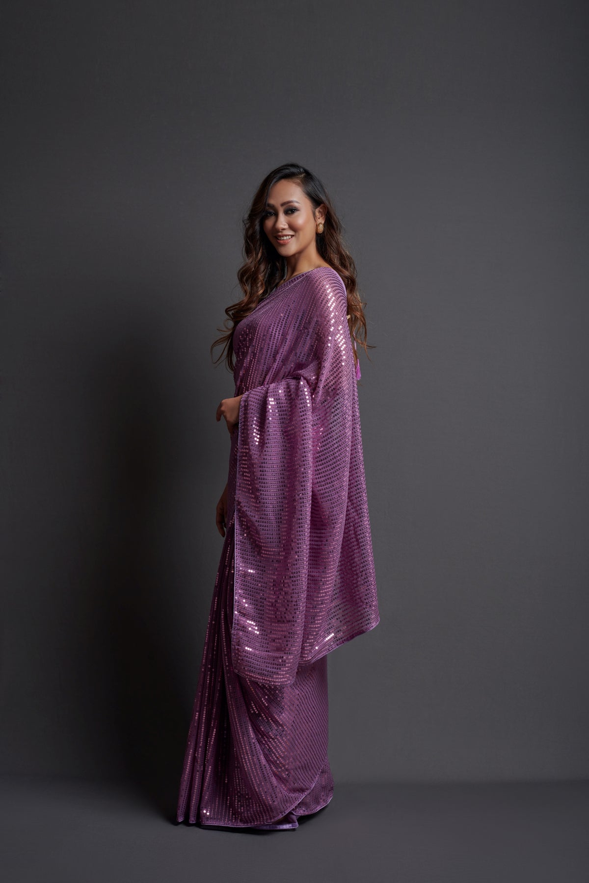 Buy Onion Colore Beautiful Sequency Work Saree - Joshindia
