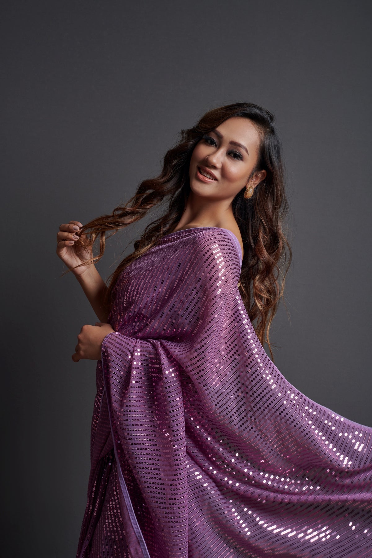 Buy Onion Colore Beautiful Sequency Work Saree - Joshindia