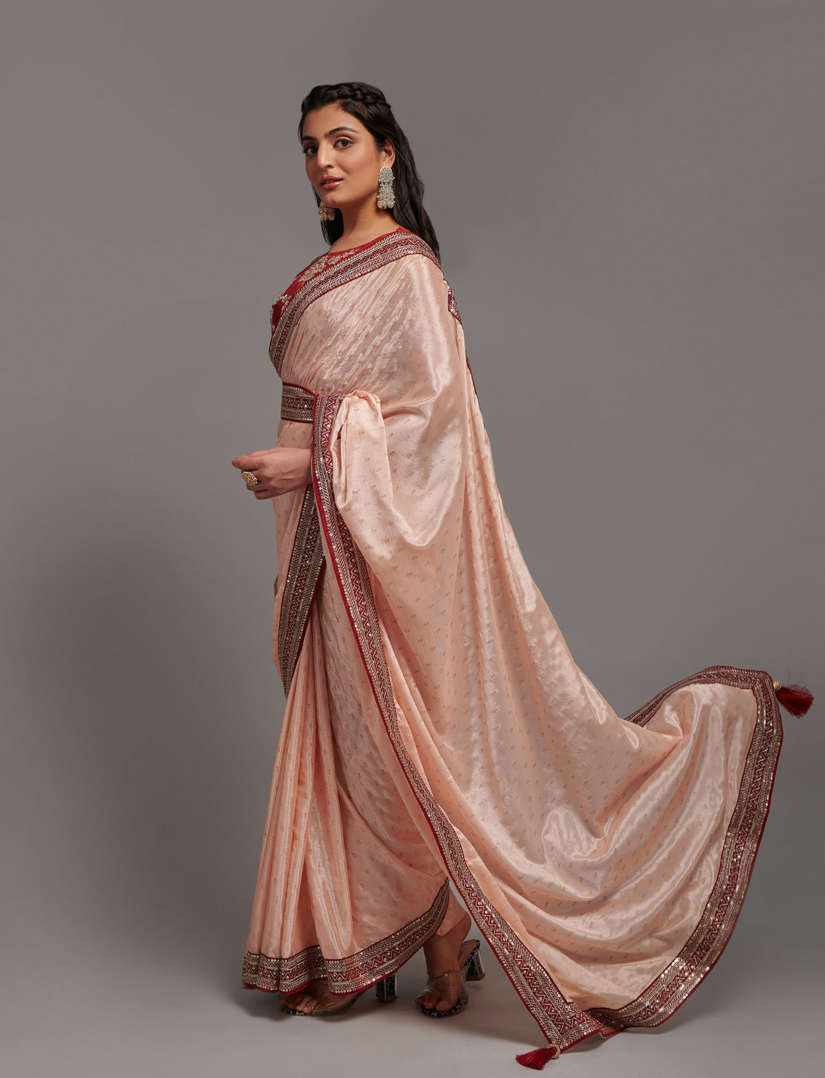 Buy Trendy Peach Saree Online in India - JOSHINDIA - Joshindia