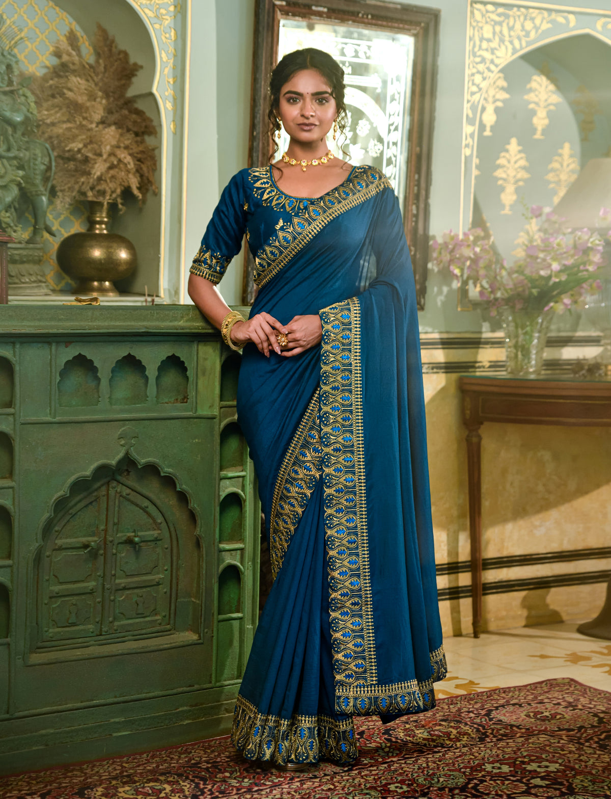 Buy Trendy Navy Blue Saree Online in India - Joshindia