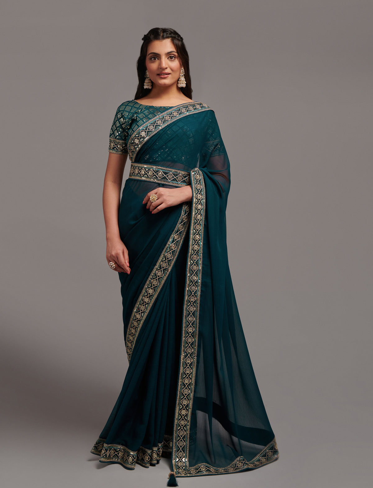 Amazing Solid Pure Silk Saree With Blouse Piece - JOSHINDIA - Joshindia