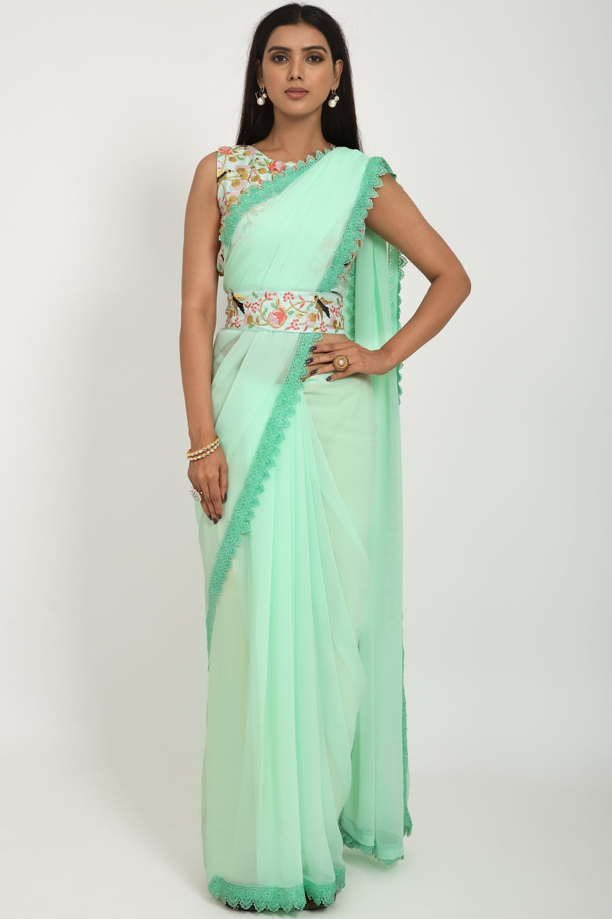 Buy Pista Green Sarees Online In India At Best Price Offers - Joshindia