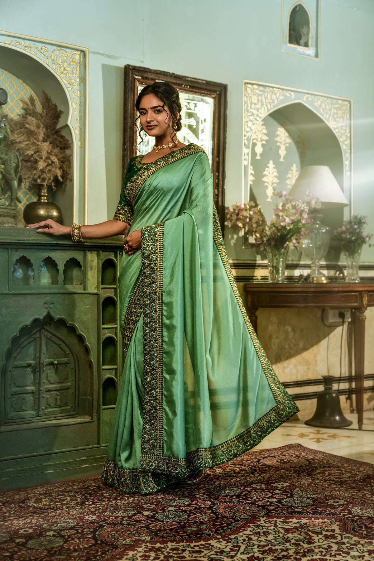 Buy Pista Green Sarees Online In India At Best Price Offers - Joshindia