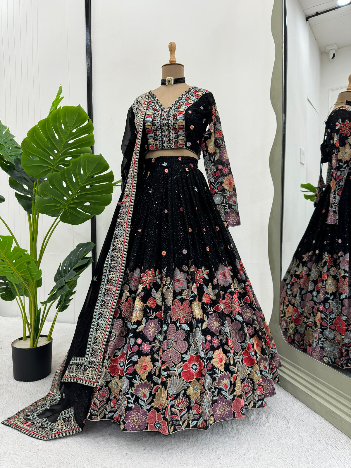 Black Color Georgette Designer Lehenga Choli