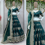Green Color Satin Silk Embroidered Lehenga Choli