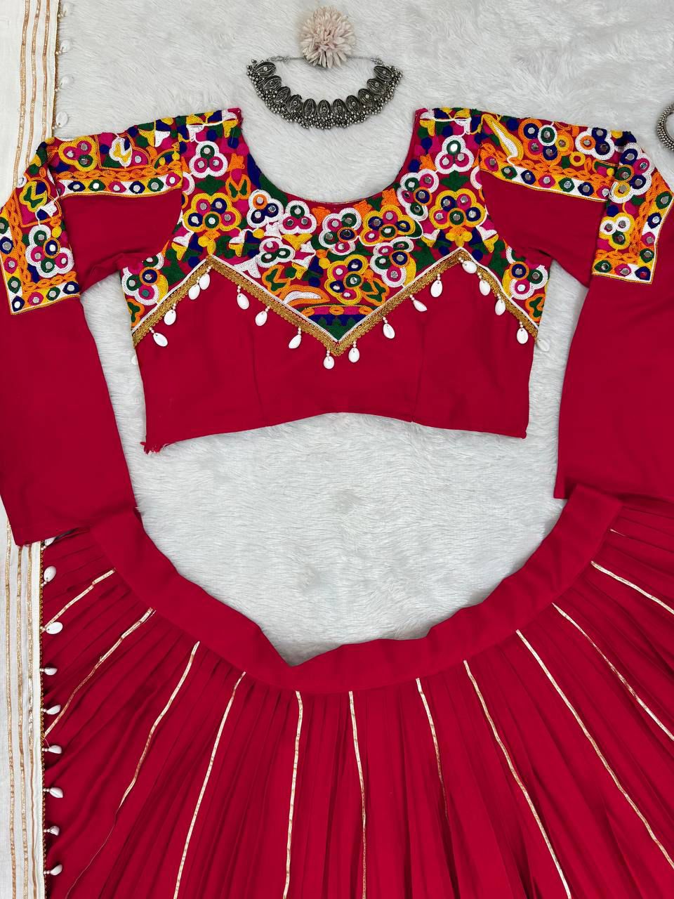 Red Color Reyon Silk Designer Lehenga Choli